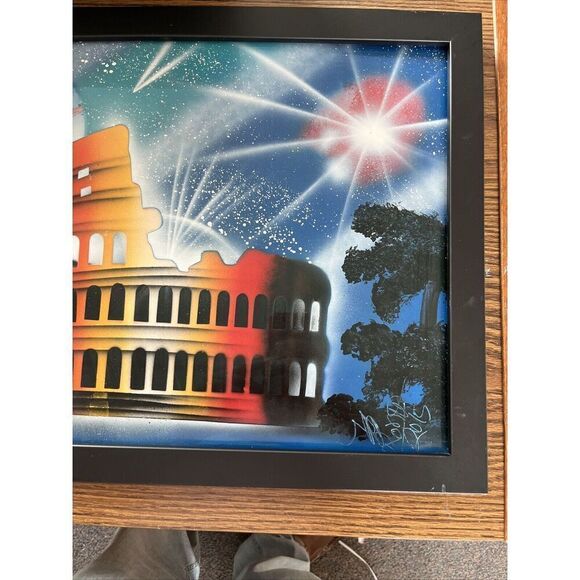2015 Framed Signed Original Disco Graffiti Pop Mixed Media Art - Roman Colosseum - Picture 11 of 12